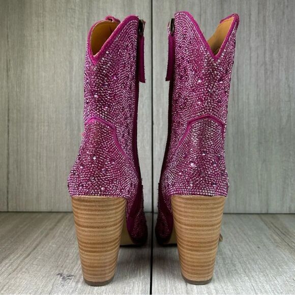 NEW Dingo Neon Moon Rhinestone Heeled Cowboy Western Boot Fuchsia Womens Size 8 - Picture 7 of 10